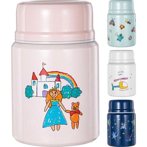 Thermal Jar High Strength Temperature Retention Stainless Steel Portable Hot Food Container with Foldable Spoon for Outdoor