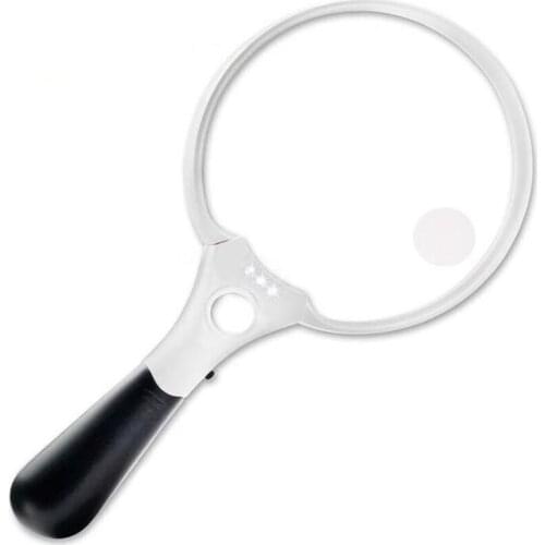 137mm Handheld Reading Magnifying Glass with 3 LED Lights 2X 4X 25X Large Magnifier for Map, Coins, Inspection and Jewelry