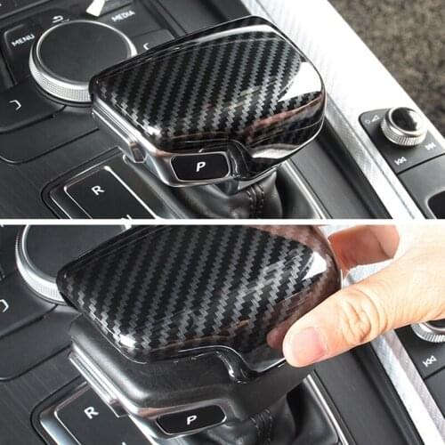 For Audi A4 B9 A5 Q7 shifter trim automatic speed gear shift knob head carbon fiber style Sticker 2016-2018 Car Styling