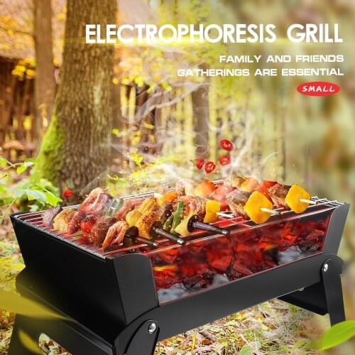 Folding Barbecue Electrophoresis Grill Steel Rectangular Assembly BBQ Grill Portable Storage Outdoor Camping Picnic Cooking Tool