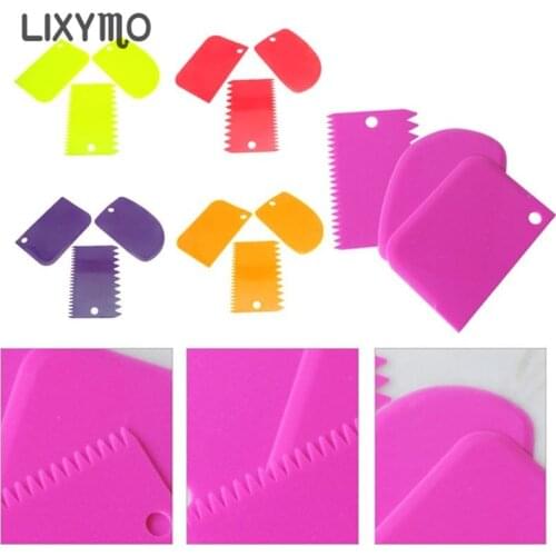 3PCS/Set Plastic Mass Scraper Fondant Cake Pastry Cutter Butter Scraper Dough Cutter Bench Spreader Knife Kitchen Tools Home Use