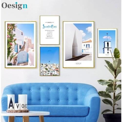 Nordic Modern Minimalist Poster Greece Combination Holy Land Landscape Canvas Painting Art Painting Living Room Home Decoration
