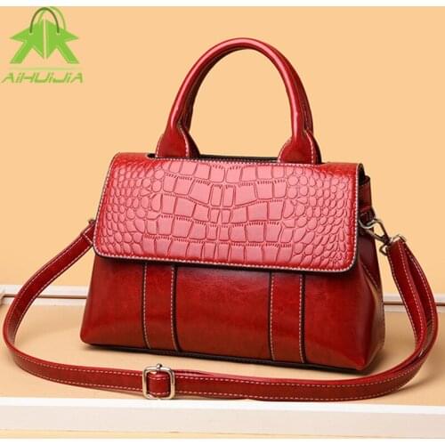 Fashion Crocodile Pattern Womens Shoulder Bags Package Cover Type Messenger Bag 2021 New High Quality Pu Leather Women Handbag