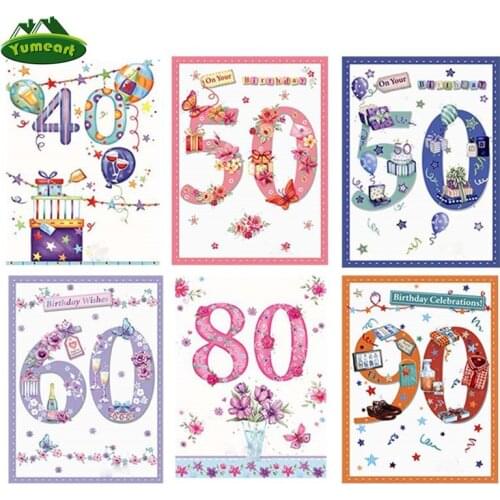 YUMEART Handmade Diamond Painting Cartoon Birthday Present Diamond Mosaic Full Kit Picture Rhinestones Home Decor DIY Bead Craft