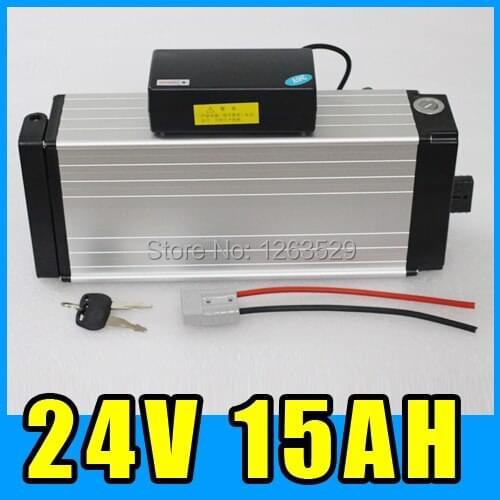 24V 15AH Rear rack Lithium Battery , Aluminum alloy Battery Pack , 29.4V Electric bicycle Scooter E-bike Free Shipping