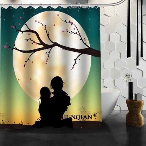 Custom Silhouette-love Shower Curtain High Quality bathroom Accessories Polyester Fabric Curtain With holes