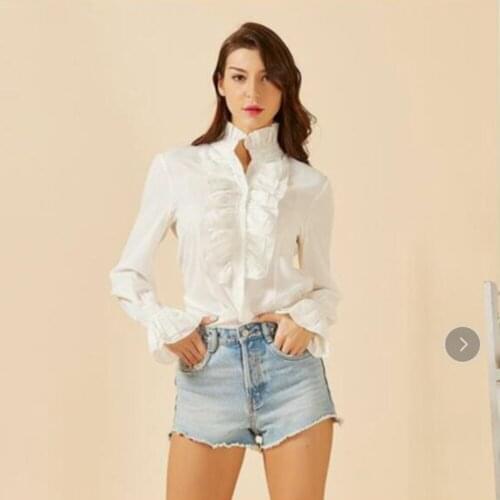 Ladies Spring 2021 new flounce slim slim sleeve long sleeve temperament office shirt