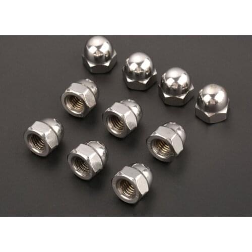 10Pcs M3 M4 M5 M6 M8 Stainless Steel Cap Nuts Round Head Cover Decorative Nut Metric M3-M8 Hex Nuts