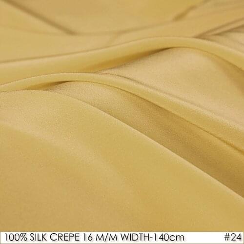 100% SILK CREPE DE CHINE 140cm width 16momme Natural Silk Dress Fabric Evening Dress MaterialLight Golden NO 24