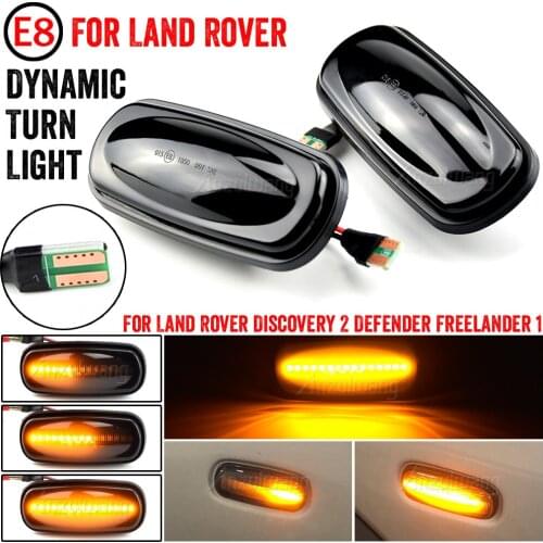 2PCS Amber Dynamic Flowing Water LED Side Marker Light For Land Rover Discovery 2 1999-2004 Defender Freelander 1 2002-2005