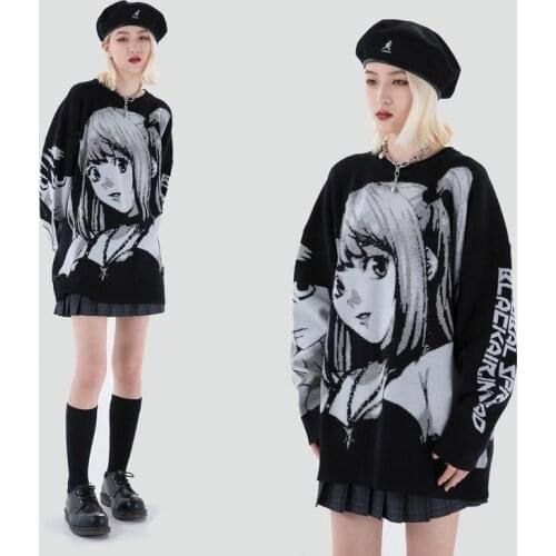Anime Death Note Misa Amane Sexy Tube Tops Sweater Uniform Outfit Anime Cosplay Costumes Loose Hip Hop Sweater Suits