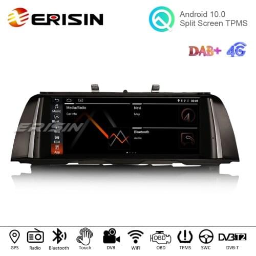 Erisin 2635 10.25" Android 10.0 Car Stereo Radio for BMW F10 F11 with CIC GPS WiFi 4G TPMS Canbus Carplay+ DVR DAB+ IPS Screen