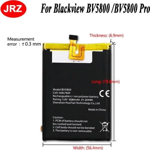 JRZ For Blackview BV5800 Pro Phone Battery For Blackview BV5800 Pro 5580mAh Hight Capacit Replacement Batteries +Tools