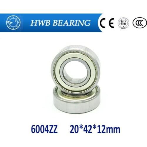 Free Shipping 2 PCS 6004ZZ Bearings 20x42x12mm Radial Ball Bearings 6004-2Z 6004 ZZ Shielded Deep groove ball bearings