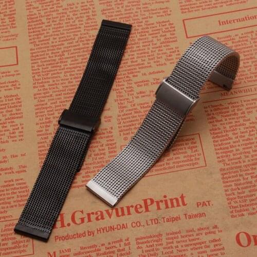 18mm 20mm 21mm 22mm 24mm Silver Black Stainless Steel metal Strap Bracelets mesh Watch Band for men women wristwatches fashion