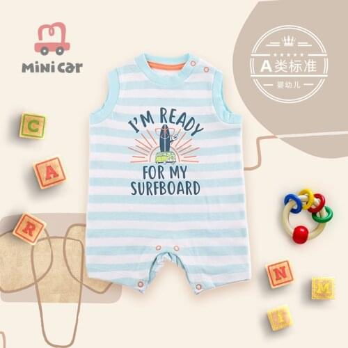 Babys one piece clothes male baby summer cotton clothes sleeveless outdoor wear open file climbing clothes absorb sweat