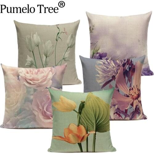 Landscape Floral Pillow Cases Vintage Flowers Pillow Cases for Pillows Plant Decorative Cushion Sofa Seat Pillow Cover 45 * 45