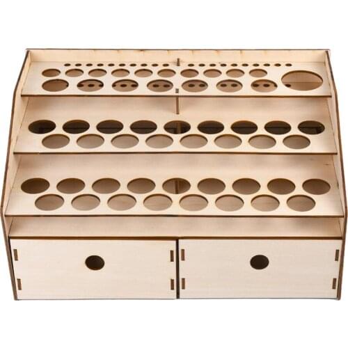 Wooden Rack Stand For Pigment Bottles & DIY Tools Storage W/ 2* Cabinet