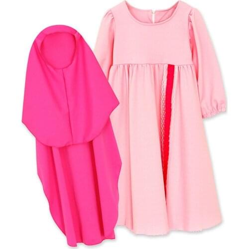 Kids clothing Fashion Child Abaya Muslim Girl dress +Hijab abaya islamic dress for girls 6 8 years Traditional Children dresses