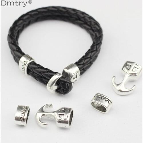 Dmtry Punk Rock 5set Antique Silver Plated Buckle Clasp Diy Bracelet Bangle Jewelry Findings For 10*6mm Round Leather C0015
