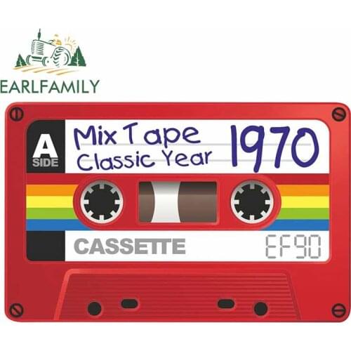 EARLFAMILY 13cm x 8.3cm Retro E90 Cassette Tape Mix Tape 1970 Classic Hits Motif External Vinyl Car Sticker Decal