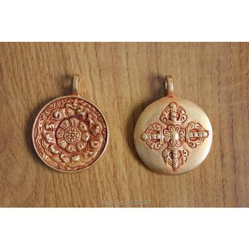PN133 Ethnic Tibetan Brass Melong 31mm Dorje Amulet Pendant Waist Tag Jiugong Bagua Charms Pendant New Arrival