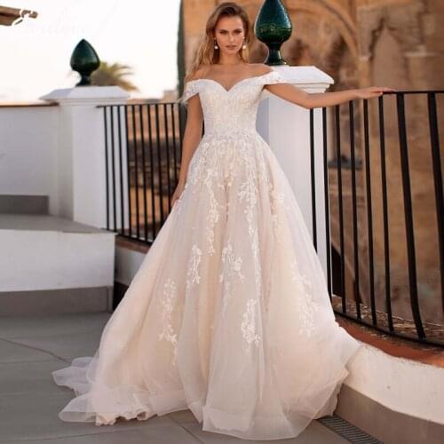 EVALOVE Design Charming Sweetheart Neck Lace Up A-Line Wedding Dresses 2021 Gorgeous Appliques Court Train Vintage Bridal Gown