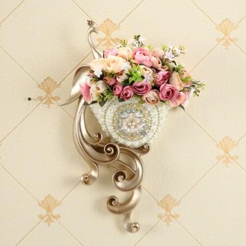 European Resin Phoenix Wall Hanging Vase Crafts Decoration Home Livingroom TV Background Fake Flower Pot Ornaments Wall Pendant