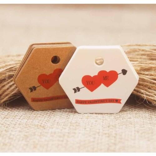 Feiluan kraft/white gifts decoration tag DIy red heart w/arrow wedding favors label tag /candys/party supilers tag200+200string