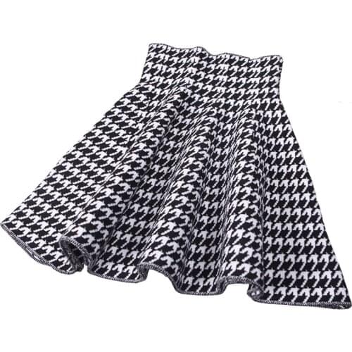 Hot Sale Spring Autumn Beautiful Style 2 Color Houndstooth Jacquard Knitting Skirt Girls Skirts Princess Tutu Skirts Girl Kids
