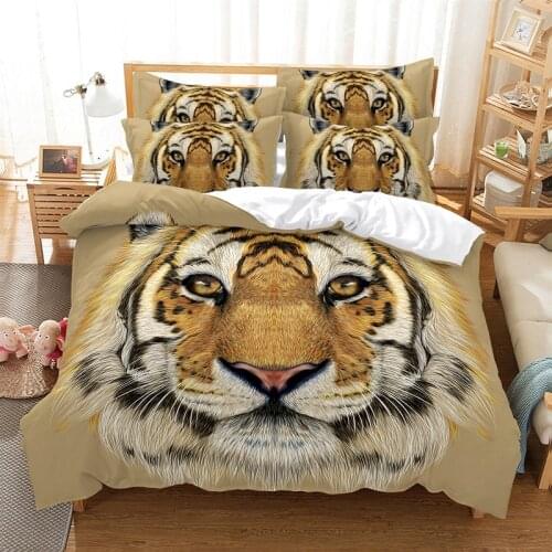3D Animal Tiger Lion Bedding Set Luxury Duvet Quilt Cover with Pillowcase Lifelike Bedclothes Bed Duvet Cover Sets Home Textiles