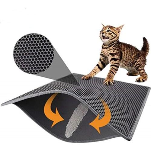 Pet Cat Litter Mat Waterproof EVA Double Layer Cat Litter Trapping Pet Litter Box Mat Clean Pad Products For Cats Accessories