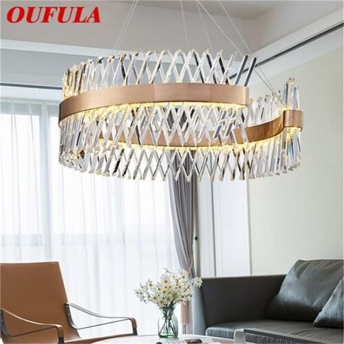 OUFULA Creative Pendant Light Gold Postmodern Chandelier LED Luxury Crystal Lamp Fixture For Home
