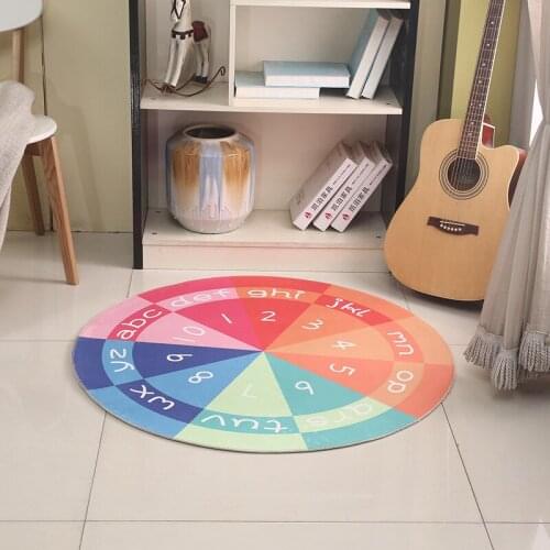 Modern Simple Style Round Cartoon Printing Carpet Childrens Living Room Balcony Bedroom Decoration