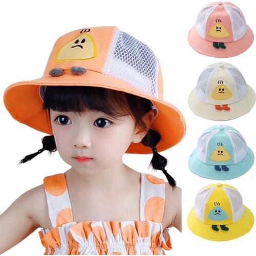 Summer Kids Children Cartoon Mesh Sunhat UV Protection Fisherman Hat Bucket Cap