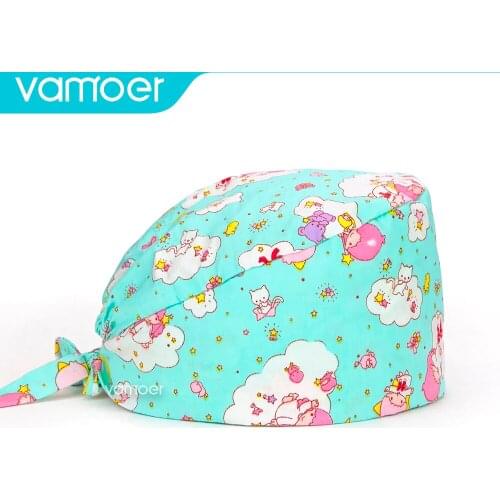 Medical head cap Soft Hat Printing Nurse Sweat-absorbing Head Wrap Durable Towel Surgical Anti-Dirty Pure Cotton Dentist Cap