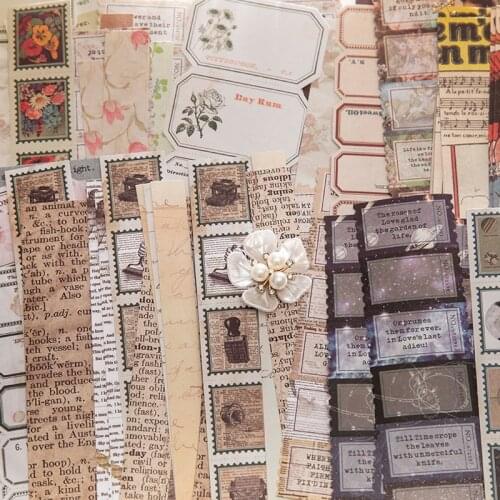 Mengtai 30pcs Vintage magazine stamp Decorative Stickers Scrapbooking diy Label Diary Stationery Album Material Journal Planner