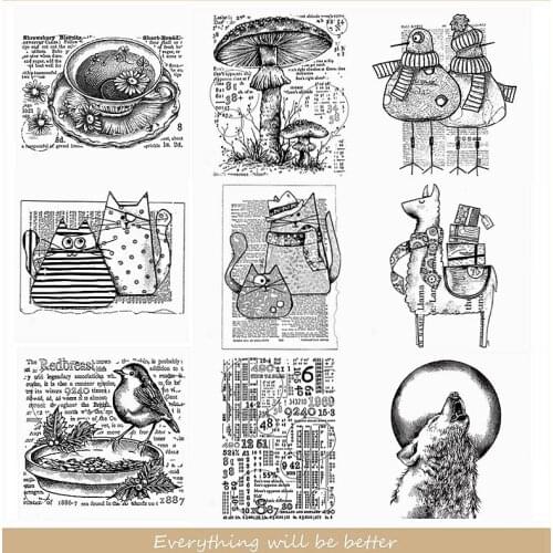 Mix Animals Cat Camel Bird Sparrow Mushroom Letter Words Clear Silicone Stamps Making Cards Diy Stencils Scrapbook Craft Hot