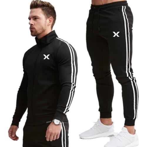 2019 New Mens Set Spring Autumn Man Sportswear 2 Piece Sets Sports Suit Jacket+Pant Sweatsuit Male Tracksuit Asia Size m-2XL