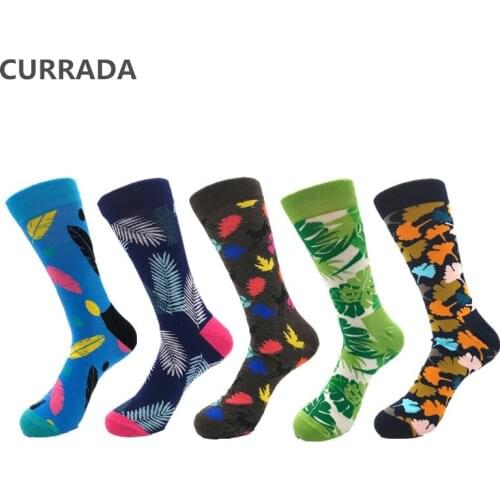 5pairs/lot Brand Quality Men Socks Combed Cotton colorful Happy Funny Socks Hot Sale fashion Casual long Mens compression socks