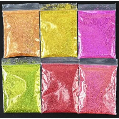200g/bag New Great Nail Laser Glitter Powder Fluorescence Reflective Powders Popular DIY Design Sparkly Flakes Slices