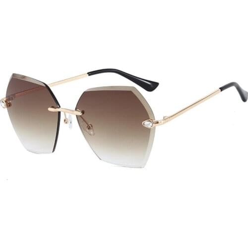 New Brand Fashionable Rimless Sunglasses Custom Logo UV400 Polarized Sunglasses Sun Glasses for Womens AS044