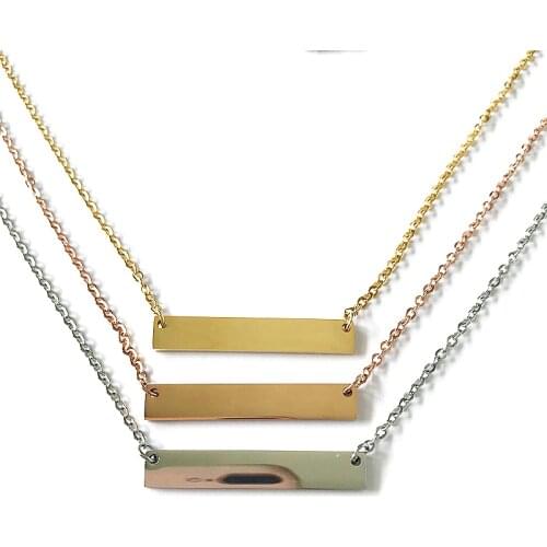 Stainless Steel Blank Bar Pendant Necklace For Engrave Rectangle Pendant Mirror Polished Wholesale 10pcs