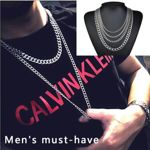 Chain necklaces mens Stainless Steel hip hop rock Necklaces long fashion punk necklace jewelry for neck gifts for a Men