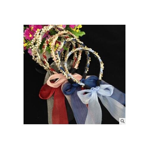 36pcs/lot DIY Simple Multi Streamer Bandage Braiders Head Bands Ribbon Pearl HeadBands Hair Styling Tools Accessory HA1280