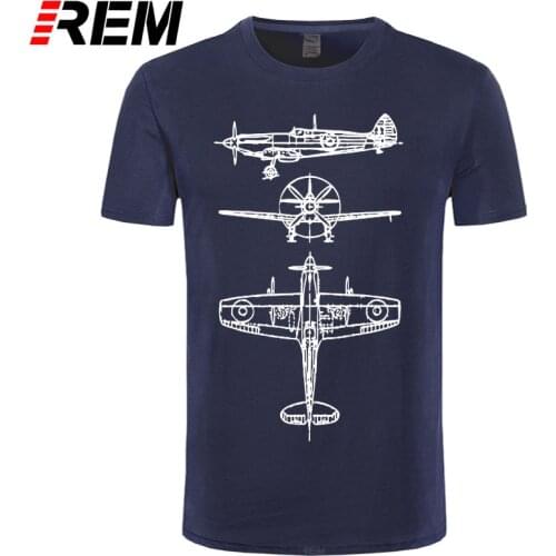 REM Casual Tees Spitfire Aircraft Blueprints Pilot T Shirt Spitfire Airplane Vintage Hilarious Aircraft Plane Module T-Shirt