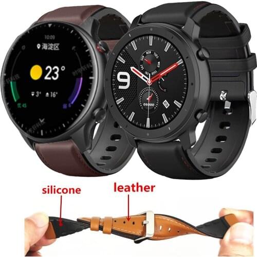 Watch Band 22mm Genuine Leather Strap For Huami Amazfit GTR 47mm Stratos 2 2S 3 Watch Strap Replacements GTR2 Watch Mens Strap