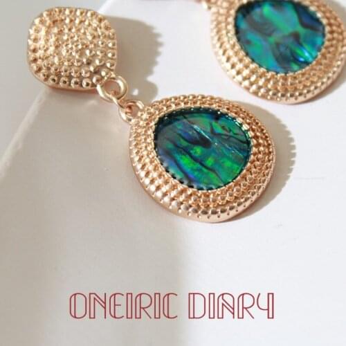 ONIRIC DIARY 2021 New Bohemian Style Colorful Shell Golden Earrings 925 Sterling Silver Needle Earrings For Women