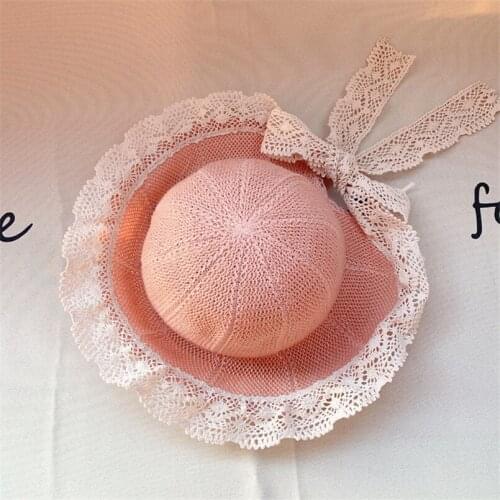Spring summer Baby Hat cozy lace Girls Cap Toddler straw hat adjustable princess girls Hats Caps Reversible Sun Headwear