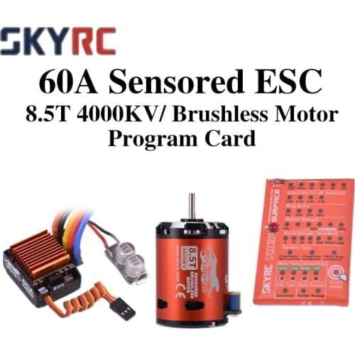 SkyRC Cheetah 8.5T 4000KV Brushless Motor+1/10 60A Sensored ESC Program Card Combo Power System for 1/10 1/12 RC Car Parts